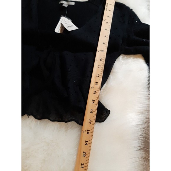 apt. 9 NEW Womens Size M Black Cropped Sequined Sweater Cardigan w/ Front Tie - Picture 8 of 8